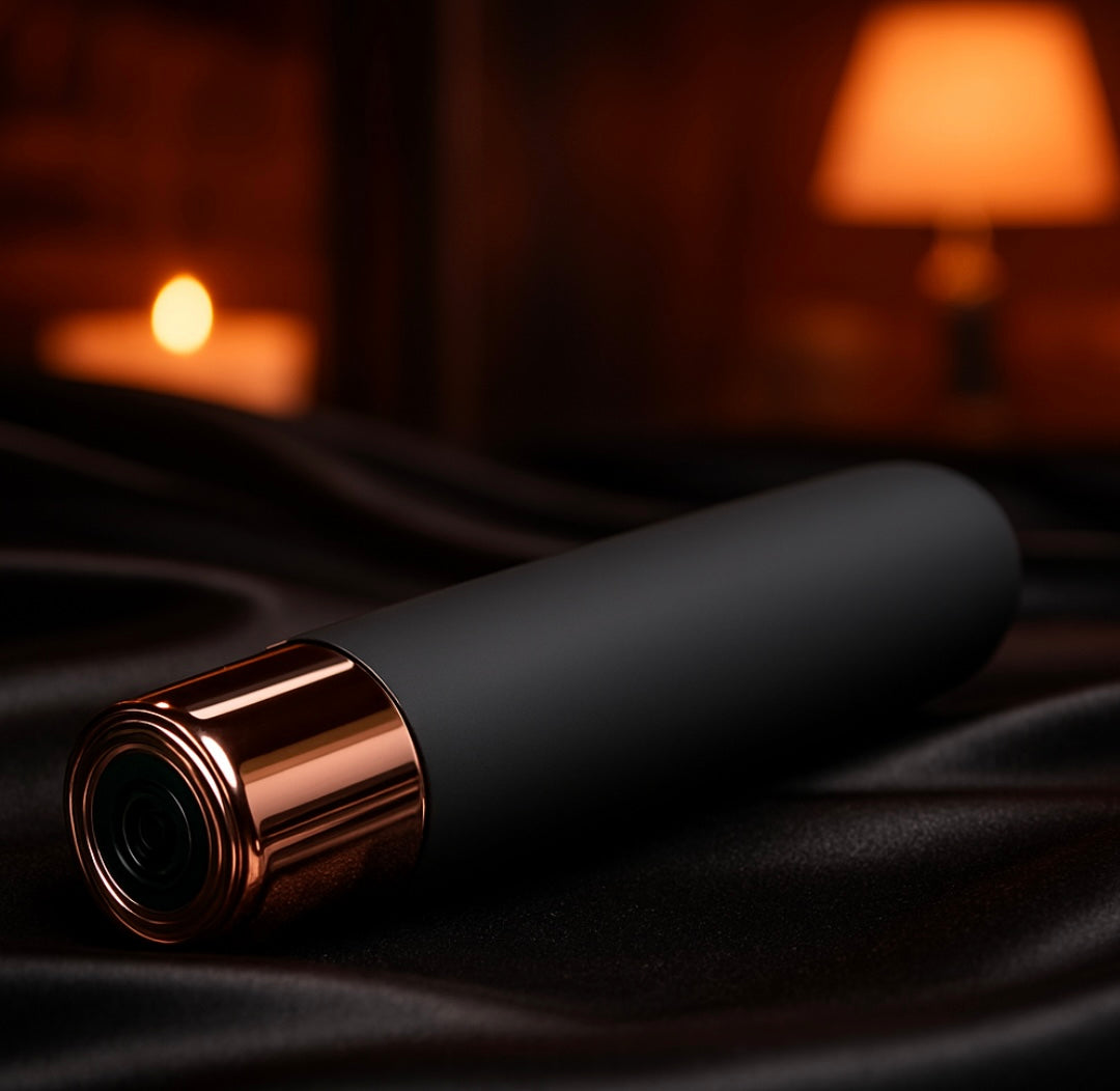 Bare Intentions Precision Bullet, small metallic tool with detailed design, used for precision work or crafting.