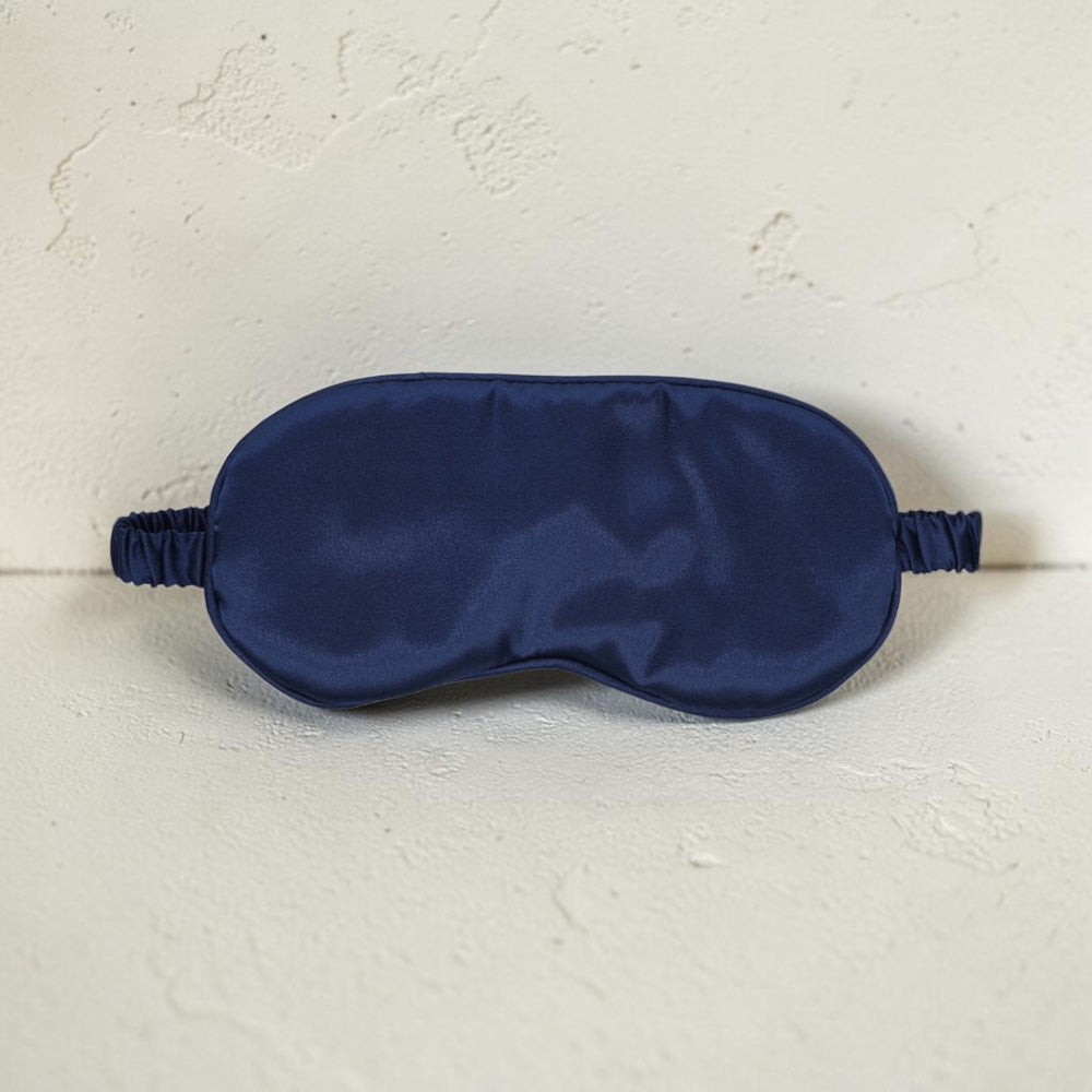 Navy luxury satin mask by Bare Intentions, soft and smooth fabric with elegant design for comfortable wear.