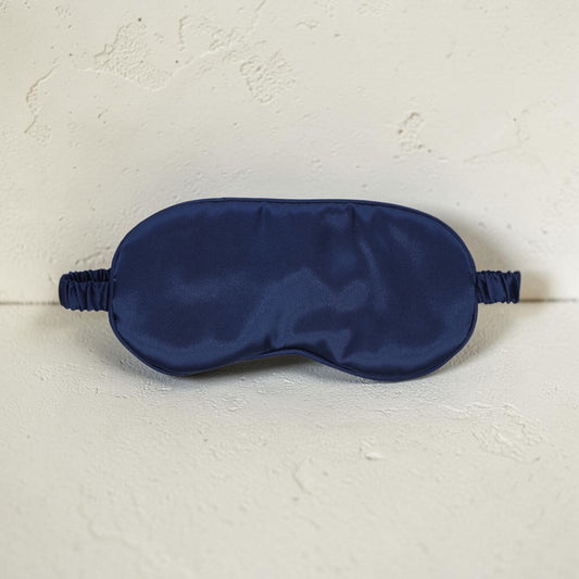 Navy luxury satin mask by Bare Intentions, soft and smooth fabric with elegant design for comfortable wear.