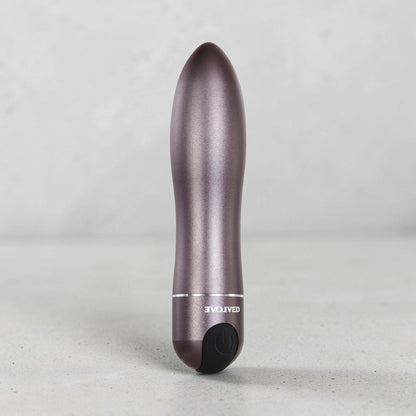 Rechargeable Bullet vibrator from Bare Intentions Travel-Gasm collection, sleek black design, compact and discreet.