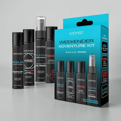 Bare Intentions Wicked Weekender Adventure Kit with outdoor gear and accessories displayed on a neutral background.