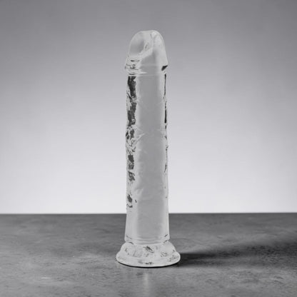 Clear 7-inch crystal from Bare Intentions with a sleek, transparent design, perfect for decorative or functional use.