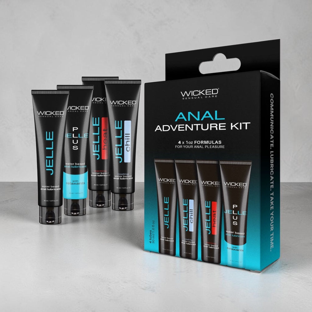 Bare Intentions Wicked Anal Adventure Kit with assorted anal toys and accessories on a clean white background.