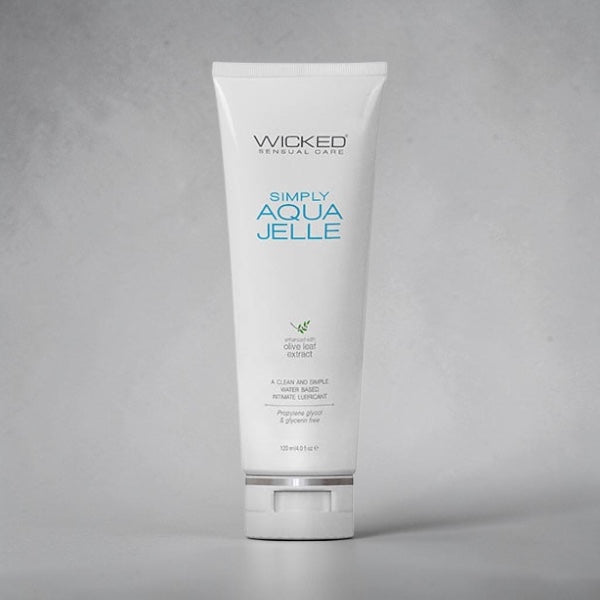 Bare Intentions Wicked Simply Aqua Jelle water-based anal lubricant in a 120 ml bottle, clear gel with smooth texture.