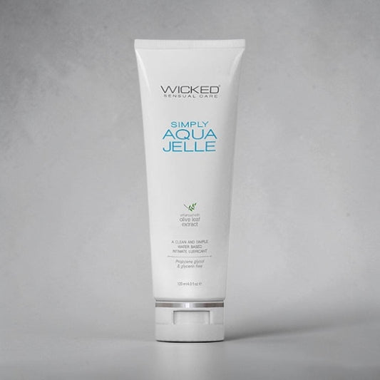 Bare Intentions Wicked Simply Aqua Jelle water-based anal lubricant in a 120 ml bottle, clear gel with smooth texture.