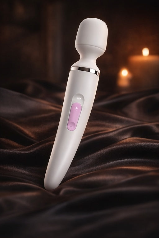 Bare Intentions Signature Wand displayed on a surface with intricate designs and a sleek, polished finish.